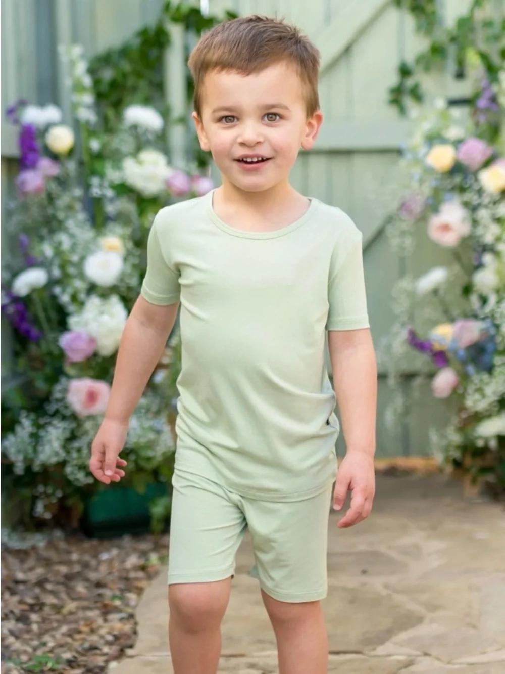 Kyte BABY Mint Green pistachio Short Sleeve Top & Shorts Pajama Set size 4t